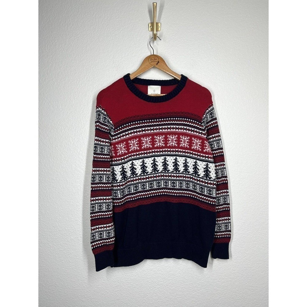 Aspen Fair Isle Nordic Crewneck Sweater Medium M Holiday Ski Cotton